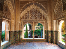 Arabesque Architecture At The Alhambra In Granada Spain