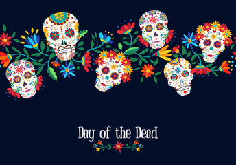 Wall Mural - day of the dead flower skull background design