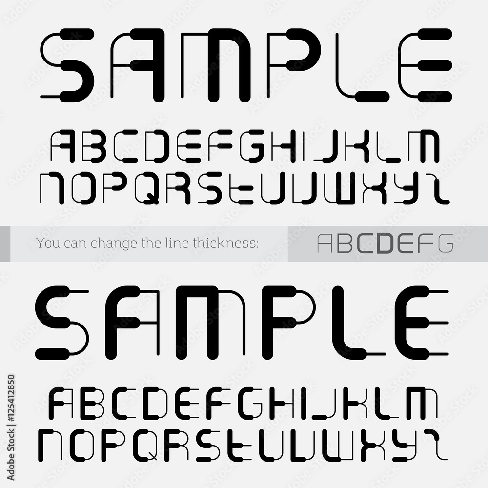 Font made of lines, you can change the line thickness. Uppercase Stock ...
