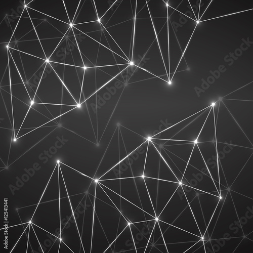 Tapeta ścienna Abstrakcyjne geometryczne tło z łączącymi kropki i linie. 