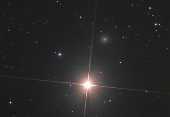 Wall Mural - in this photo you can see ghost of mirach galaxy) or also called ngc 404. taken by my telescope and 