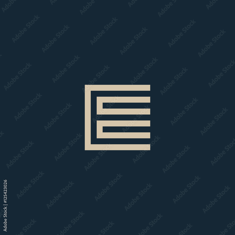 Unusual geometric letter E. Architecture vector logo. Isolated monogram.