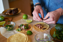 Making Tacos At Home In Kitchen