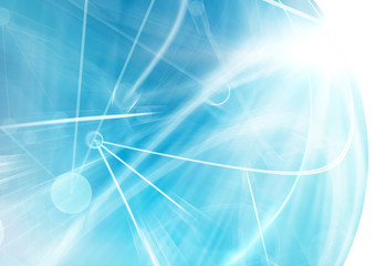 Wall Mural - Abstract glowing blue lines in perspective.