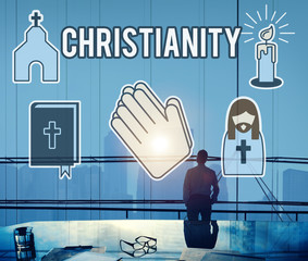Sticker - Christiannity Church Cross Crucifix Faith Religion Concept