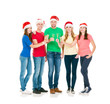 © Acronym - Group of smiling friends in Christmas hats