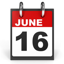 June 16. Calendar On White Background.
