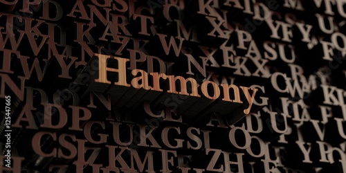 Fotografie, Obraz Harmony - Wooden 3D rendered letters/message