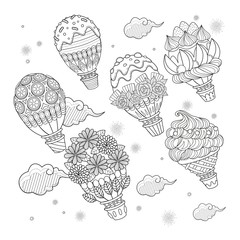 Wall Mural - Hot air balloon adult coloring page