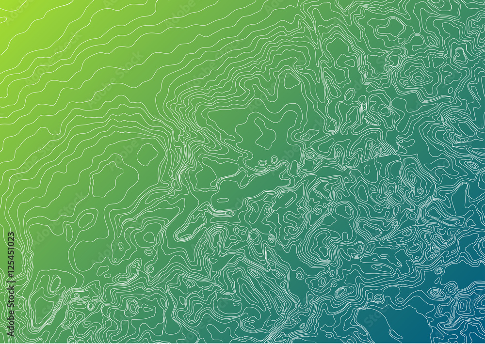 Fictional Vector Topographic Map Generated Conceptual Elevation Map