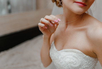 Wedding bridal dress and jewelry details