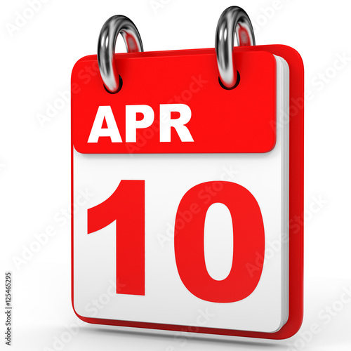 April 10. Calendar on white background. Stock Illustration Adobe Stock