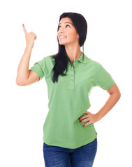 Poster - Girl showing finger on a blank space