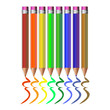 Set of Realistic 3D Multicolor Colored Pencils or Crayons with eraser Icon Symbol Design. Vector illustration isolated on white background for Back to School Items.