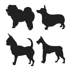 Wall Mural - Set of dogs silhouette