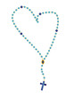 Holy rosary beads, chaplet. Catholic devotional prayer beads or rope, in shape of a heart.