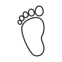 Silhouette Of Baby Footprint Icon Over White Background. Vector Illustration