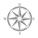 Fototapeta  - vintage compass wind rose icon over white background. navigation and travelling design. vector illustration