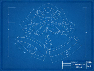 Wall Mural - Christmas Bells - Blueprint