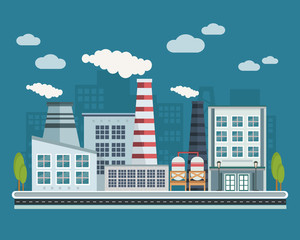 Wall Mural - Manufacturing Buildings Illustration