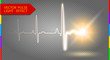 Heart pulse graphic curve line with luminous star. Glow vector light effect on transparent background for design