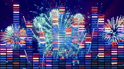 Sticker - music equalizer and firework loopable animation 4k (4096x2304)
