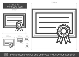 Poster - Graduation certificate line icon.