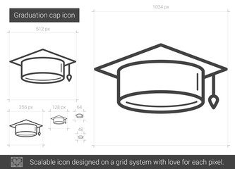 Wall Mural - Graduation cap line icon.