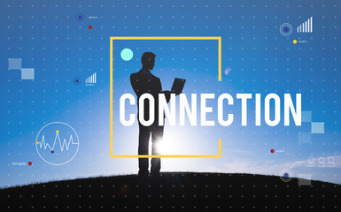 Wall Mural - communication connection digital technology networking concept