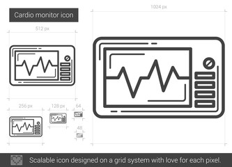 Canvas Print - Cardio monitor line icon.