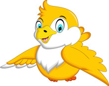 Cute Yellow Bird Cartoon Waving