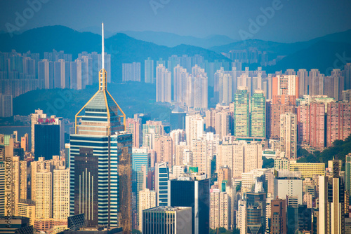Board z aluminiowym obramowaniem Wieżowiec widok z szczytu wieży, punkt orientacyjny w hong Kongu