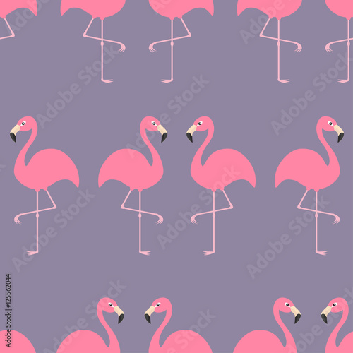 Plakat na papierze fotorealistycznym Flamingo wzór egzotyczny tropikalny ptak. 