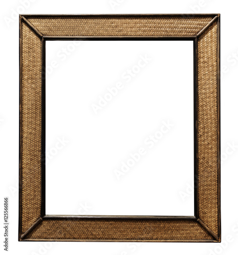Rattan Wicker Wooden Picture Frame Wall Mirror Rattan Wicker Wooden Picture Frame Wall Mirror Decorate Isolated On White Background