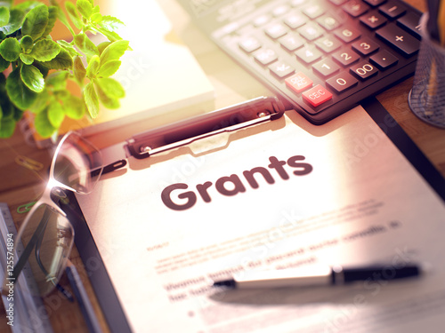 Fotografía Clipboard with Grants Concept. 3D.