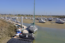Port At Low Tide Of Port-Bail Or Porbail, A Commune In The Peninsula Of Cotentin In The Manche Department In Lower Normandy In North-western France