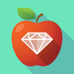 Sticker - Long shadow apple fruit icon with a diamond