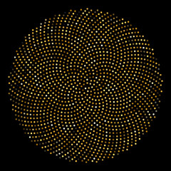 Wall Mural - Golden round dotted background template.