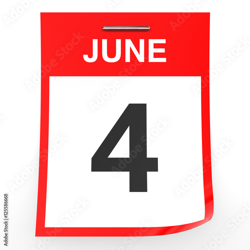 June 4. Calendar on white background. Buy this stock illustration and