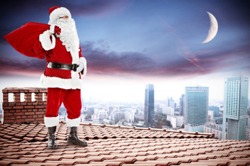 santa claus on roof 