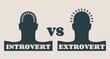 extrovert and introvert metaphor. Image relative to human psychology
