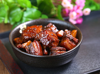 Wall Mural - A large bowl of Braised pork in brown sauce