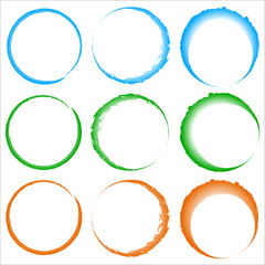 Aufkleber - Grungy, textured circles - Colorful circles with splattered pain