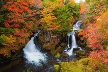 Autumn Colors And Ryuzu Waterfall