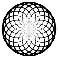 Aufkleber - Circular geometric spiral. Abstract monochrome design element