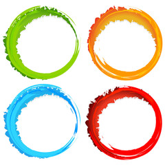 Aufkleber - Grungy, textured circles - Colorful circles with splattered pain
