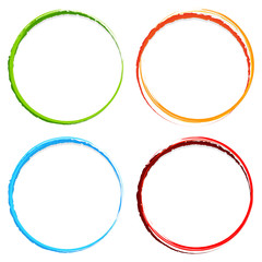 Aufkleber - Grungy, textured circles - Colorful circles with splattered pain