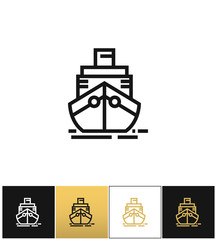 Poster - Cargo ship sign or cruise shipping vector icon