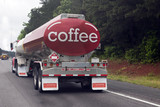 Fototapeta  - Coffee and Espresso Tanker on Highway