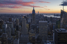 City Skyline With Empire State Building And World Trade Center, New York, America, USA
